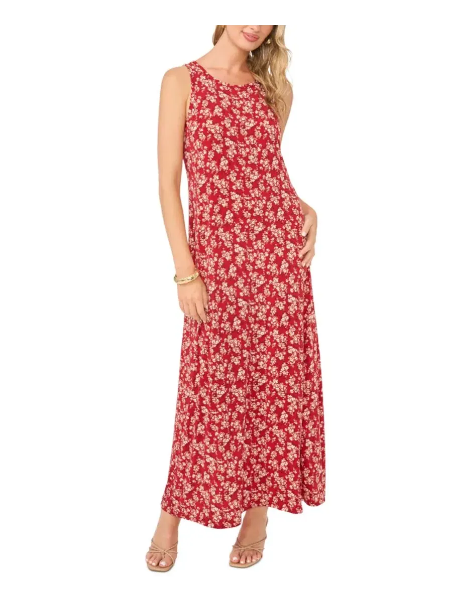 Платье-макси с цветочным принтом, без рукавов, модель Floral Keyhole Maxi Dress Vince Camuto