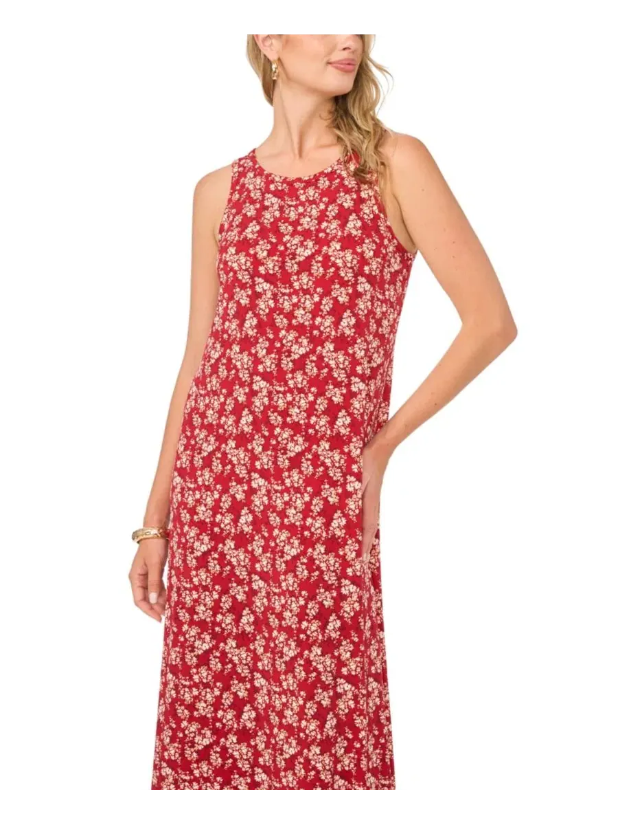 Платье-макси с цветочным принтом, без рукавов, модель Floral Keyhole Maxi Dress Vince Camuto — изображение 2 из 4, красный