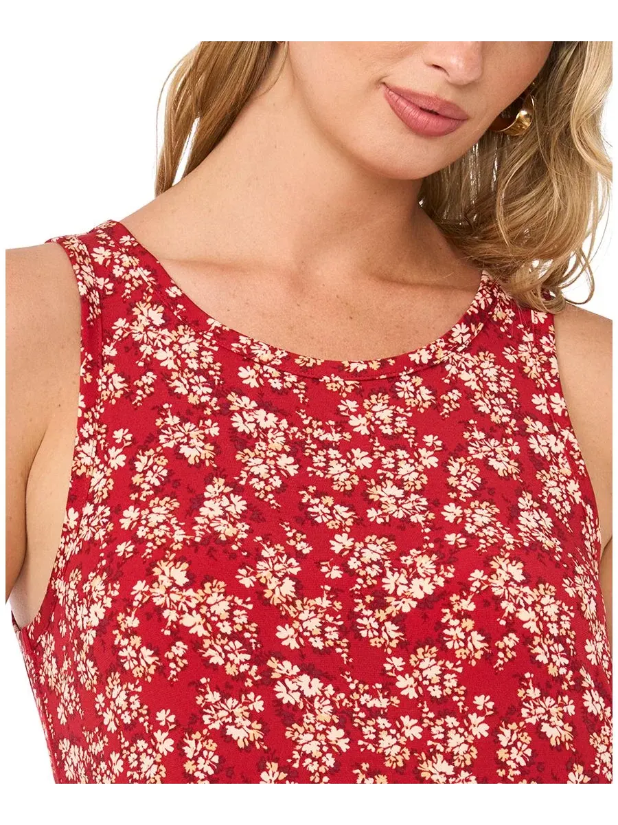 Платье-макси с цветочным принтом, без рукавов, модель Floral Keyhole Maxi Dress Vince Camuto — изображение 3 из 4, красный