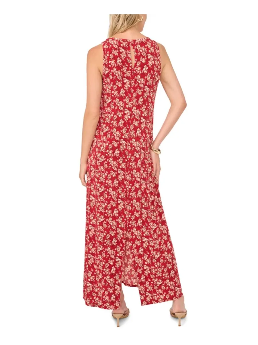 Платье-макси с цветочным принтом, без рукавов, модель Floral Keyhole Maxi Dress Vince Camuto — изображение 4 из 4, красный