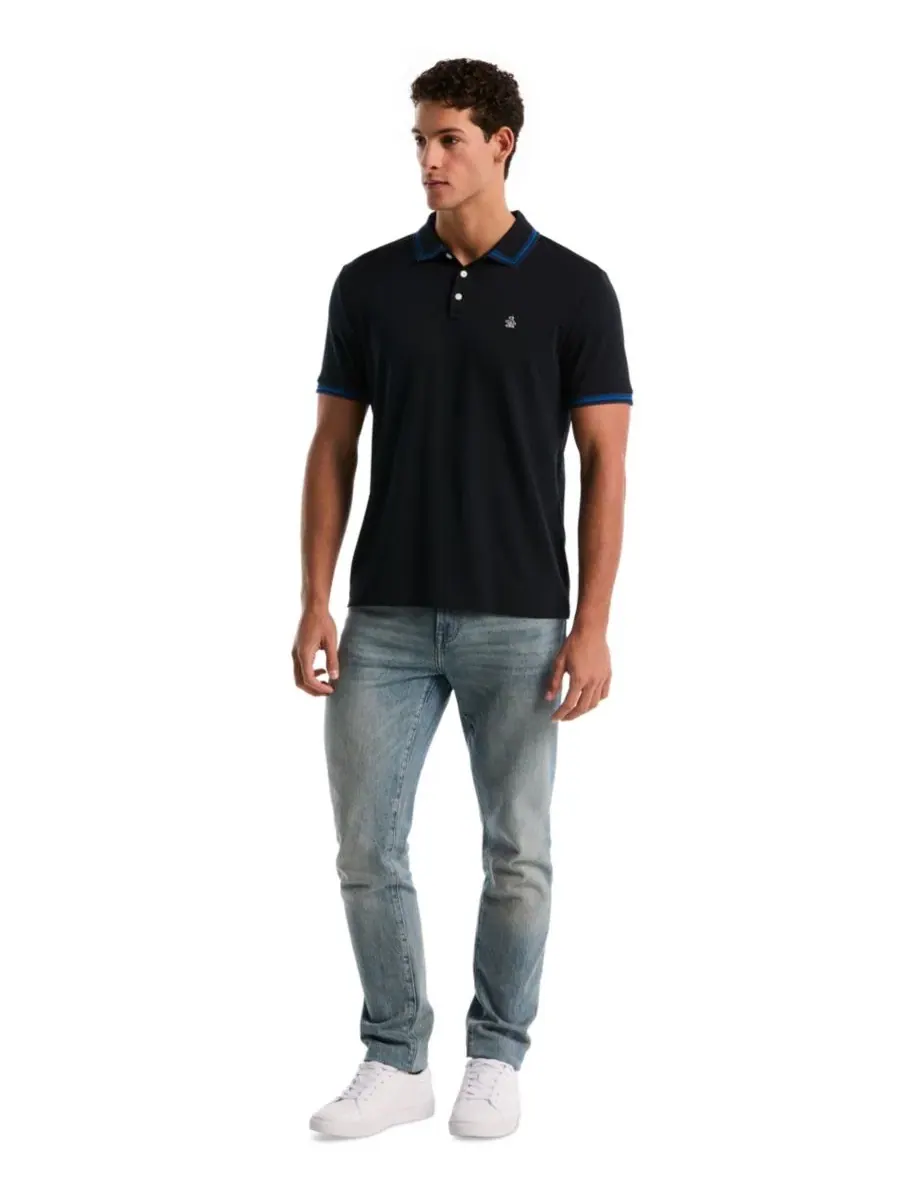 Мужское поло из хлопка с коротким рукавом, Slim Fit Original Penguin — изображение 2 из 5, сапфировый