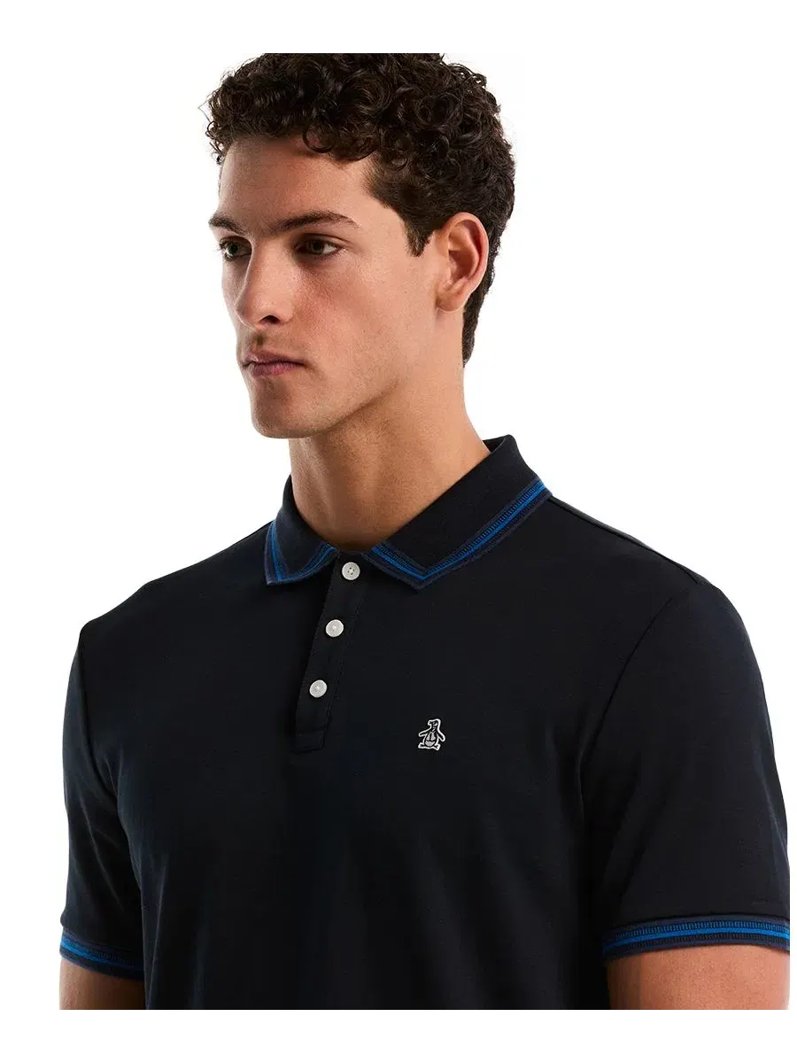 Мужское поло из хлопка с коротким рукавом, Slim Fit Original Penguin — изображение 4 из 5, сапфировый