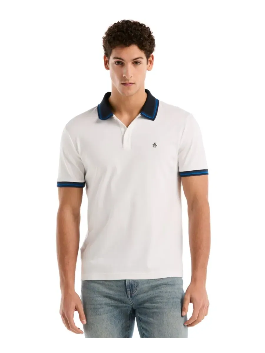 Мужское поло из хлопка с коротким рукавом, slim fit Original Penguin — изображение 1 из 5, яркий белый