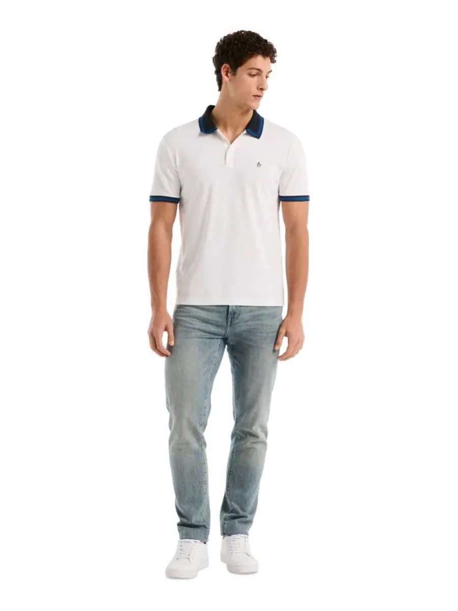 Мужское поло из хлопка с коротким рукавом, slim fit Original Penguin — изображение 2 из 5, яркий белый