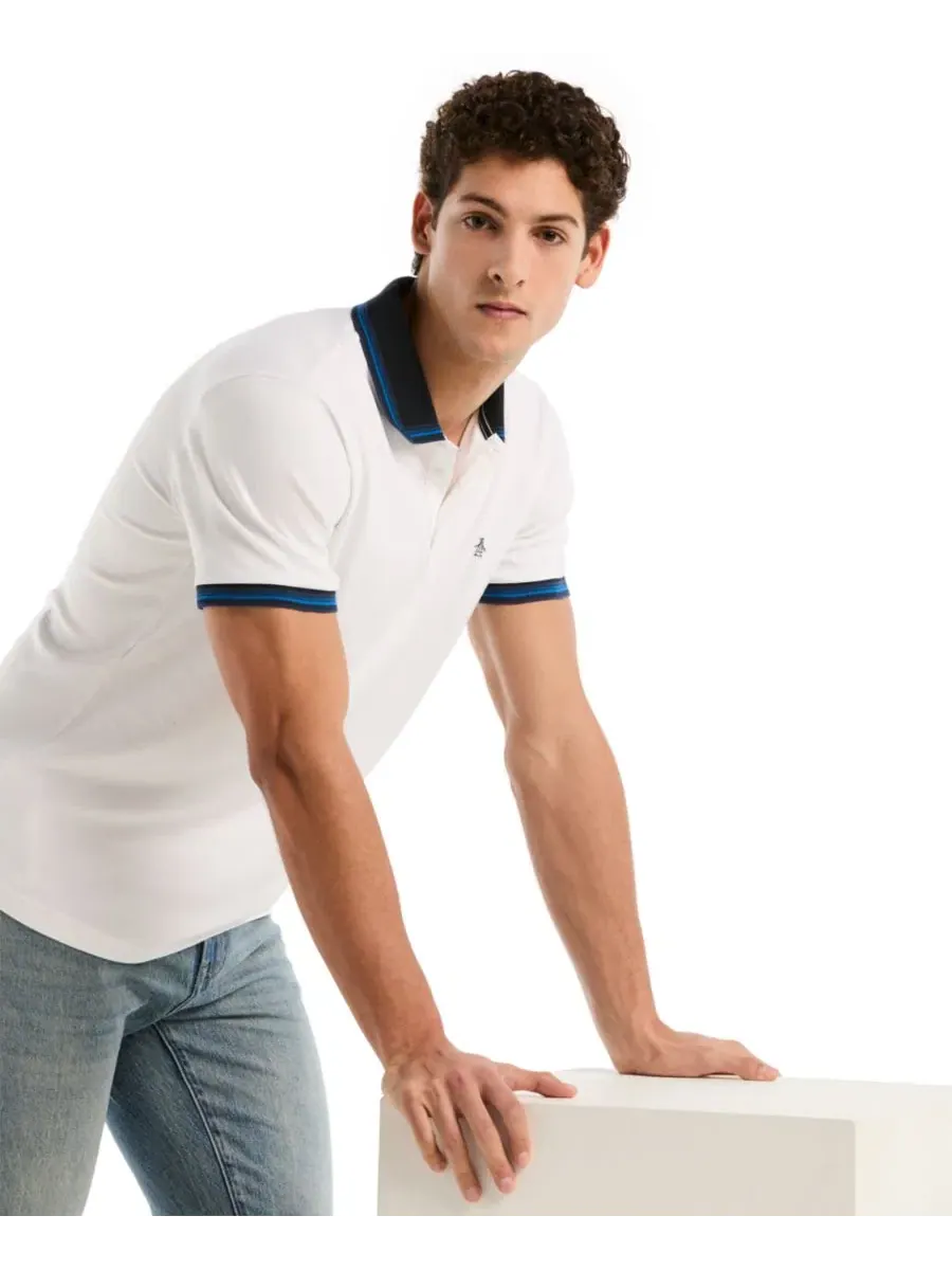 Мужское поло из хлопка с коротким рукавом, slim fit Original Penguin — изображение 3 из 5, яркий белый