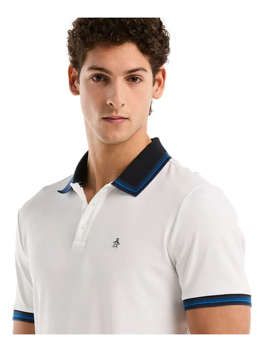 Мужское поло из хлопка с коротким рукавом, slim fit Original Penguin — изображение 4 из 5, яркий белый