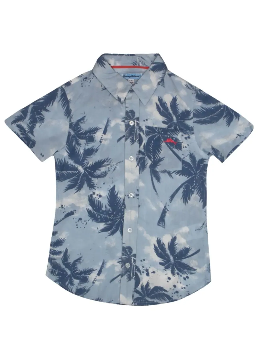 Классическая тканая рубашка на пуговицах для мальчиков Tommy Bahama — изображение 1 из 4, синий
