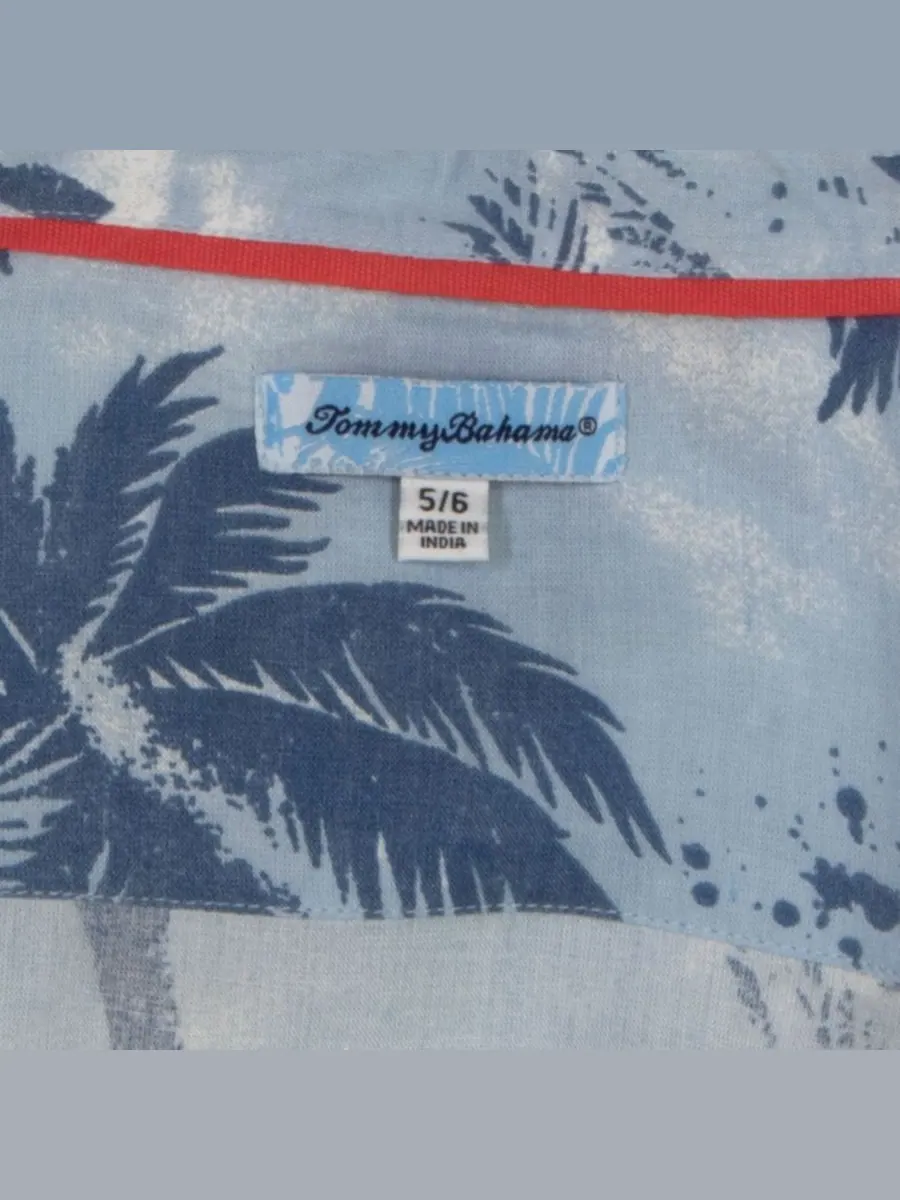 Классическая тканая рубашка на пуговицах для мальчиков Tommy Bahama — изображение 3 из 4, синий