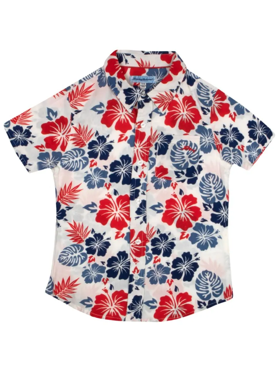 Классическая тканая рубашка на пуговицах для мальчиков Tommy Bahama — изображение 1 из 4, синий/красный