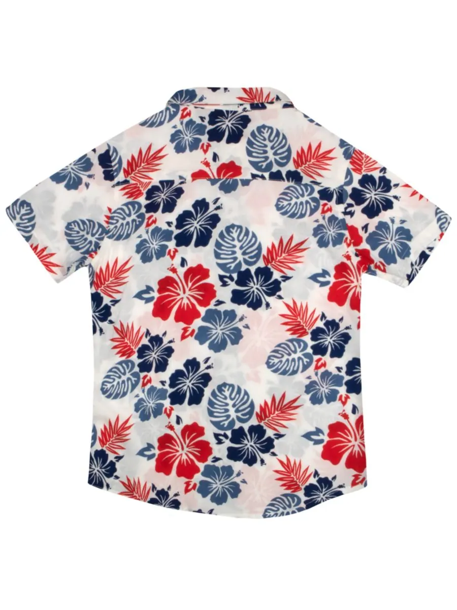 Классическая тканая рубашка на пуговицах для мальчиков Tommy Bahama — изображение 2 из 4, синий/красный