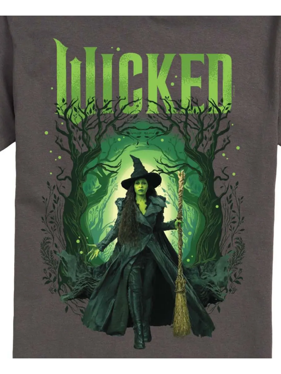 Мужская футболка с коротким рукавом Wicked Part 2 с графическим принтом Лес Эльфабы AIRWAVES — изображение 3 из 3, серый
