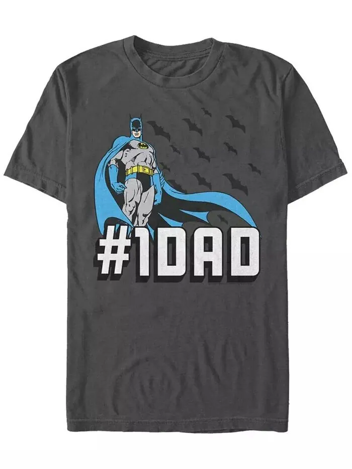 Мужская футболка с коротким рукавом Batman Bat Dad Fifth Sun — изображение 1 из 1, темно-серый
