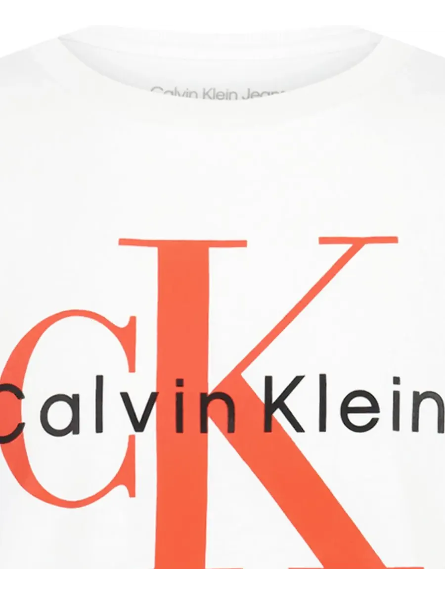 Детская футболка с круглым вырезом и монологом (8-20 лет) Calvin Klein — изображение 4 из 5, белый