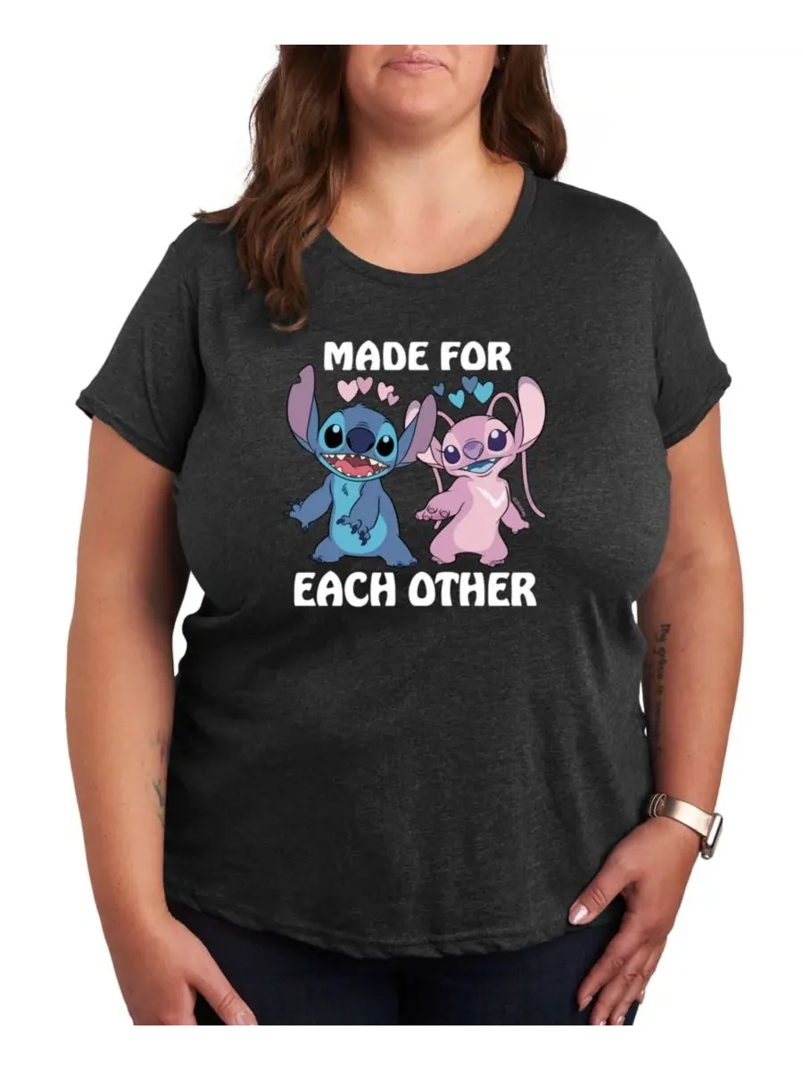 Футболка с круглым вырезом и принтом "Hybird Apparel Plus Size Stitch Valentine's Day Made For Each — изображение 1 из 3