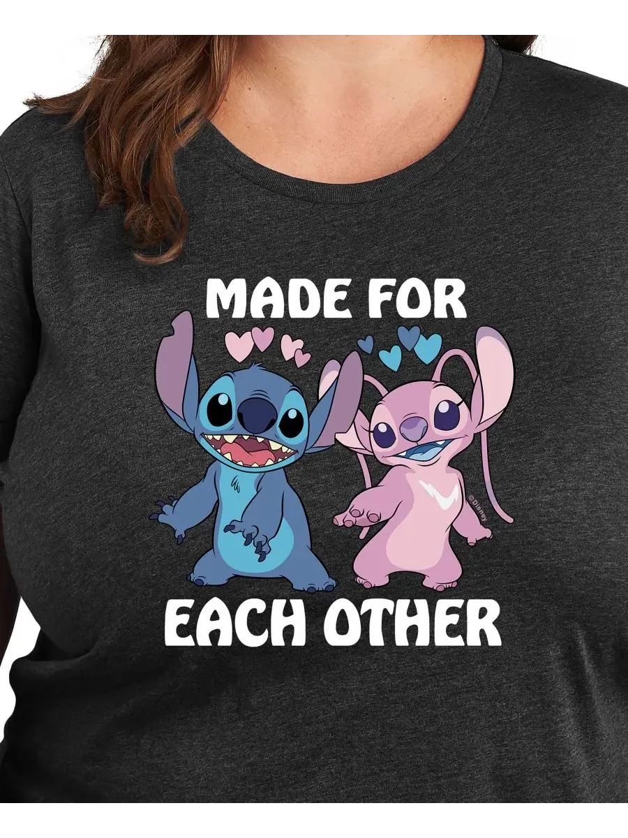 Футболка с круглым вырезом и принтом "Hybird Apparel Plus Size Stitch Valentine's Day Made For Each — изображение 3 из 3
