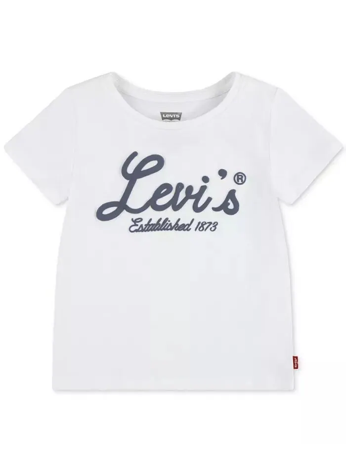 Футболка с графическим логотипом для маленьких девочек Levi'S — изображение 1 из 4, яркий белый
