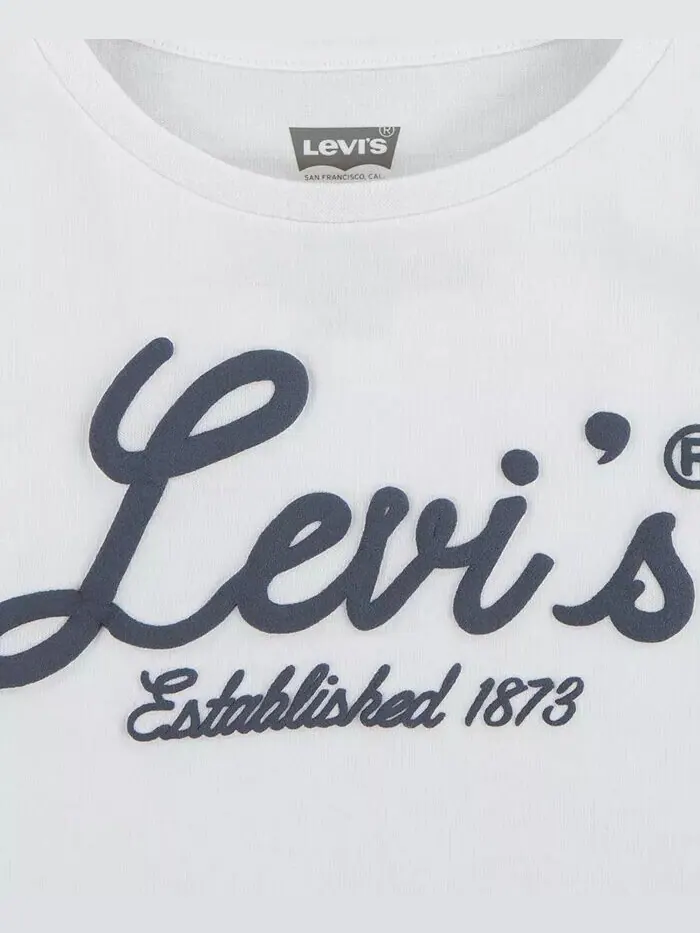 Футболка с графическим логотипом для маленьких девочек Levi'S — изображение 3 из 4, яркий белый