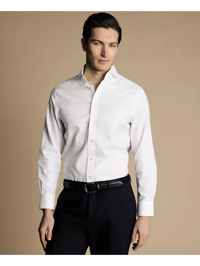 Мужская классическая рубашка из твила Slim-Fit Charles Tyrwhitt — изображение 1 из 6, белый