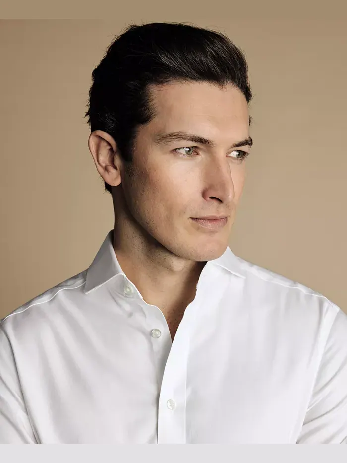 Мужская классическая рубашка из твила Slim-Fit Charles Tyrwhitt — изображение 2 из 6, белый