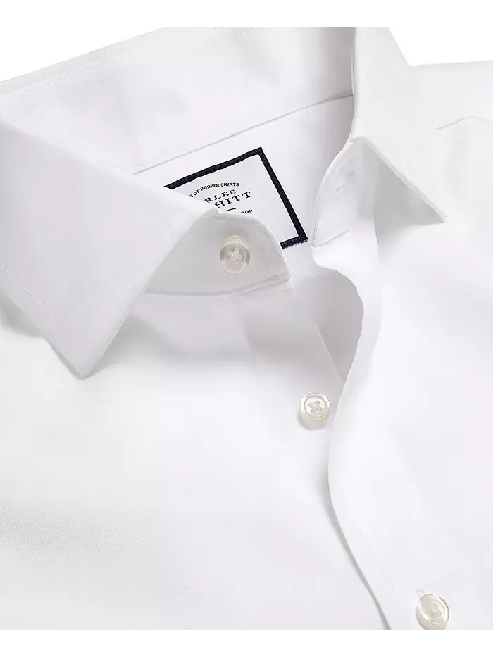 Мужская классическая рубашка из твила Slim-Fit Charles Tyrwhitt — изображение 5 из 6, белый