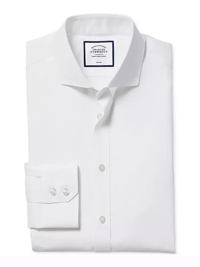 Мужская классическая рубашка из твила Slim-Fit Charles Tyrwhitt — изображение 6 из 6, белый