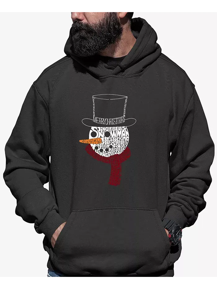 Мужская толстовка с капюшоном "Snowman Face Word Art" LA Pop Art — изображение 1 из 2, темный серый