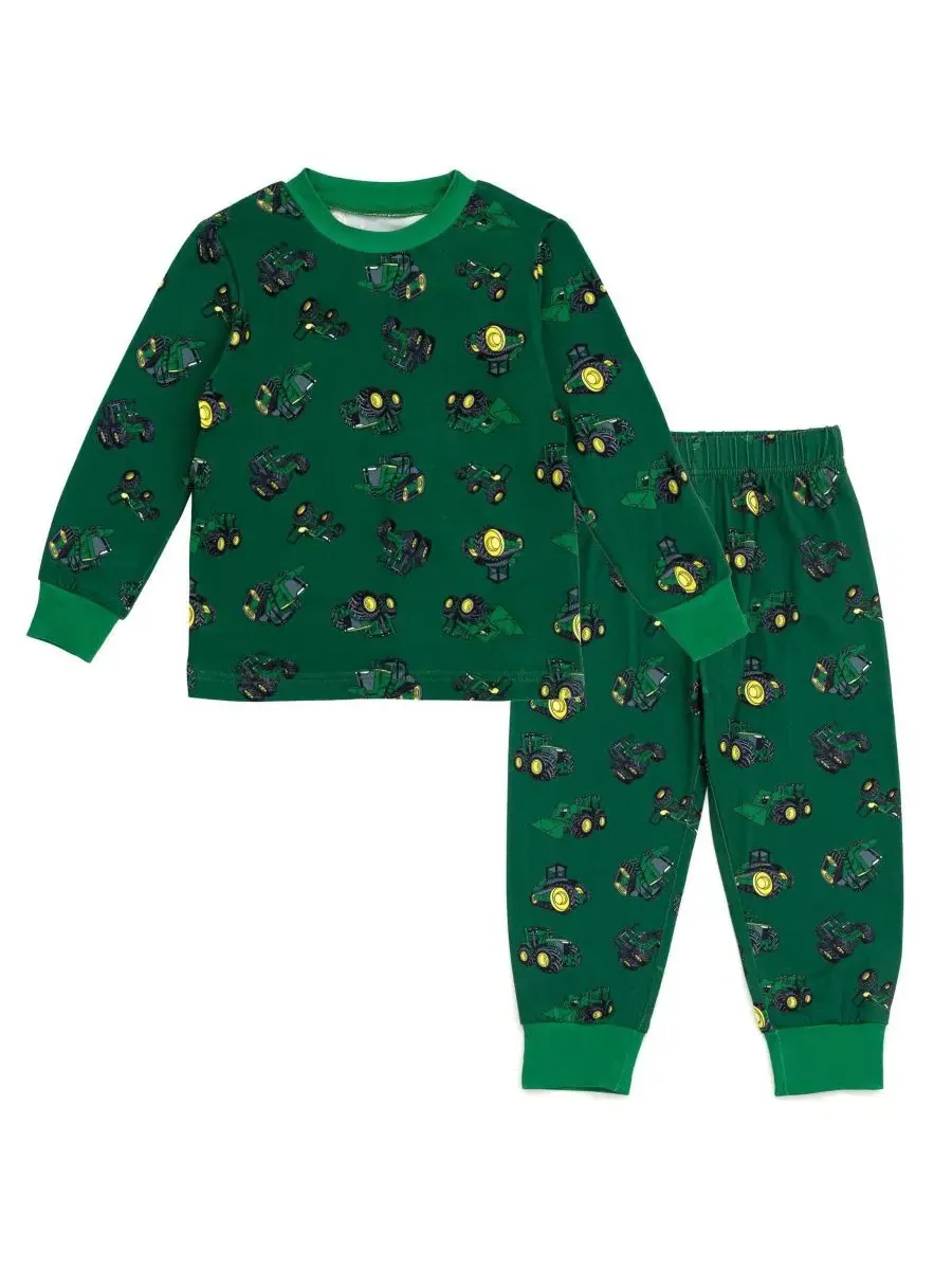 Пижамный комплект с длинным рукавом John Deere — зеленый