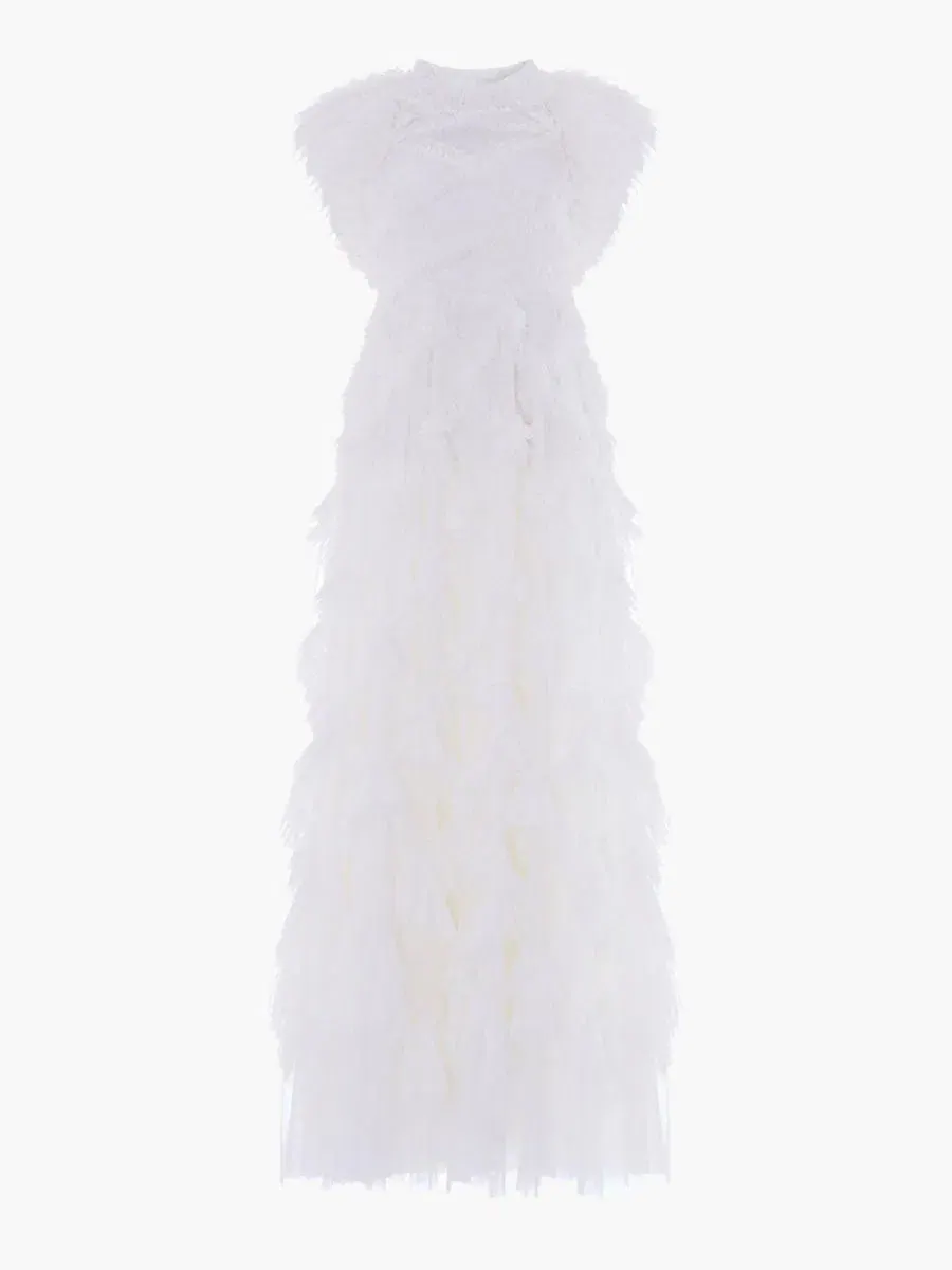 Платье макси с рюшами и коротким рукавом Genevieve Needle & Thread — изображение 2 из 4, белый