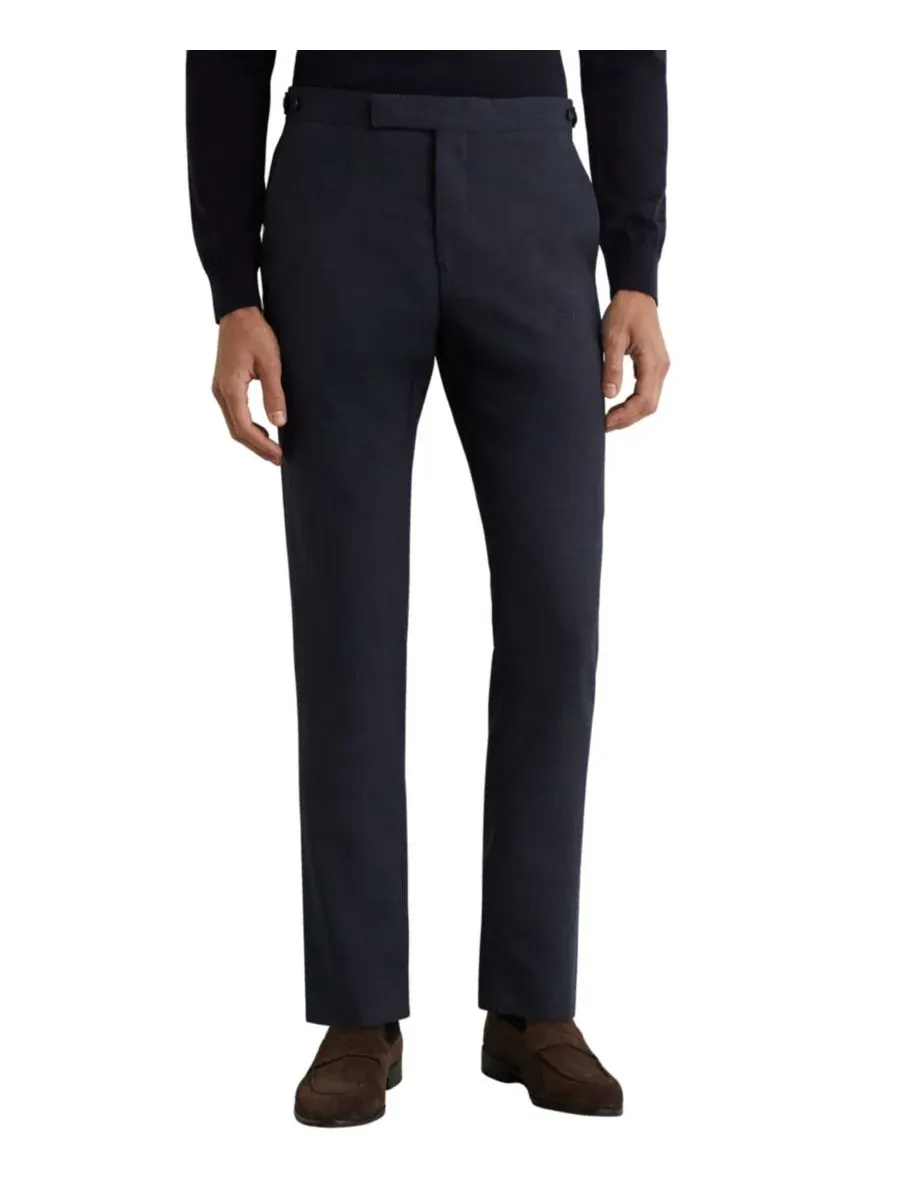 Брюки из шерсти с текстурным переплетением, Tailored Fit REISS — изображение 2 из 5, синий
