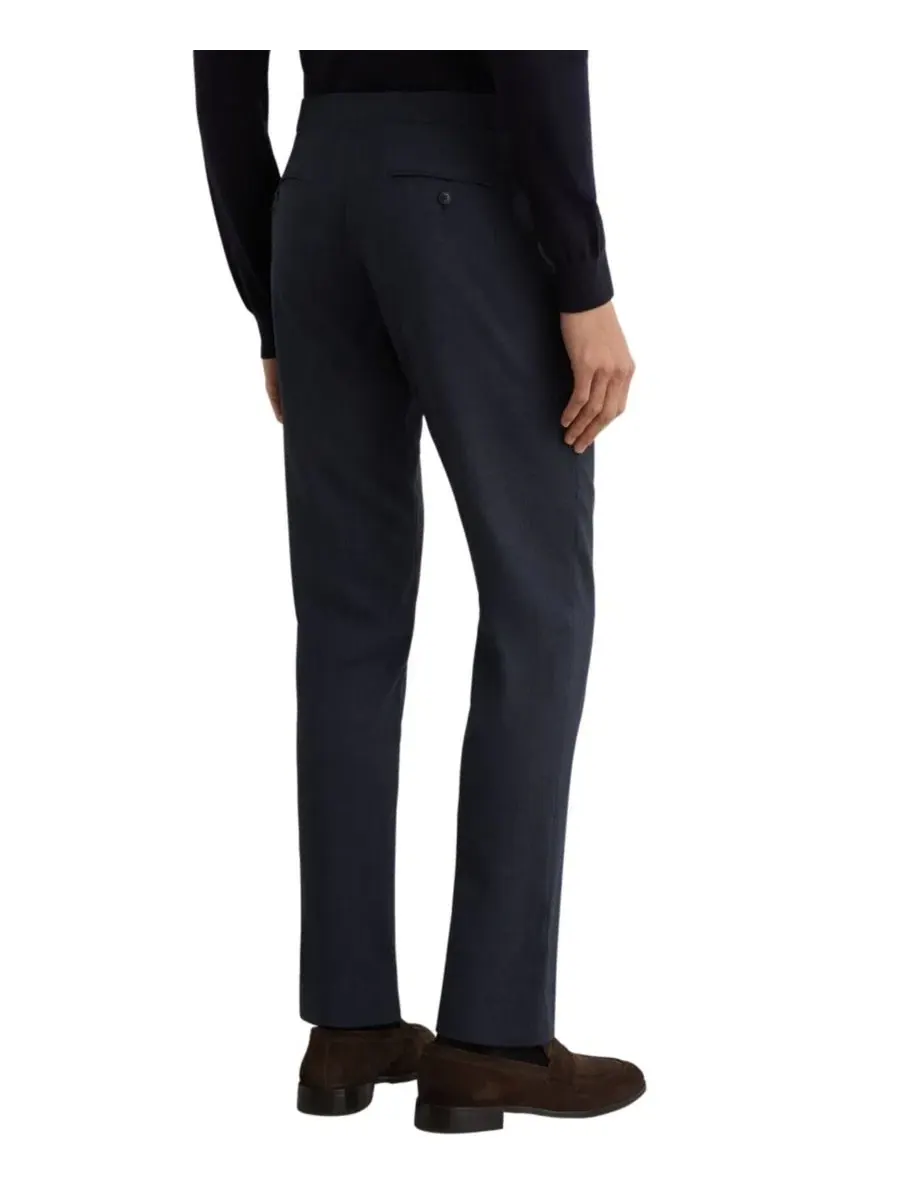 Брюки из шерсти с текстурным переплетением, Tailored Fit REISS — изображение 3 из 5, синий
