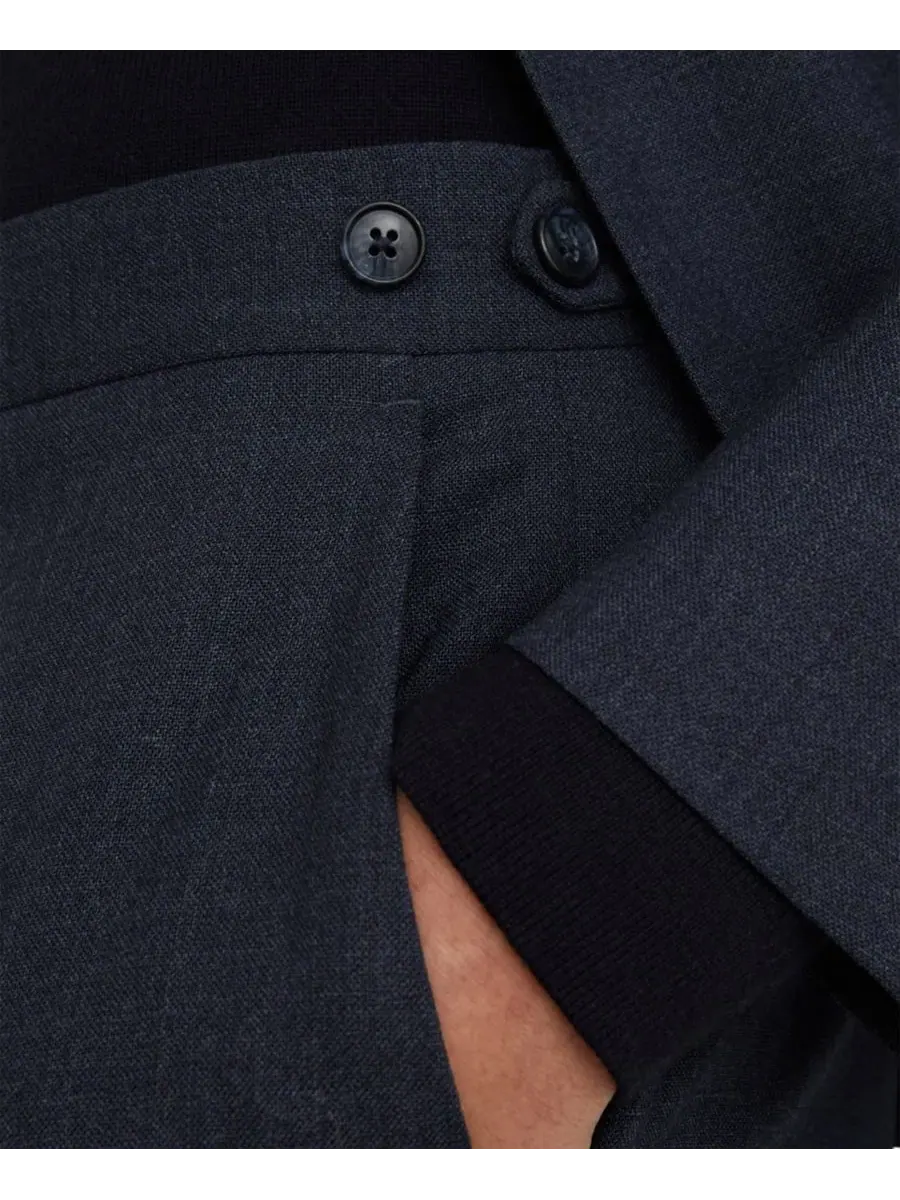Брюки из шерсти с текстурным переплетением, Tailored Fit REISS — изображение 4 из 5, синий