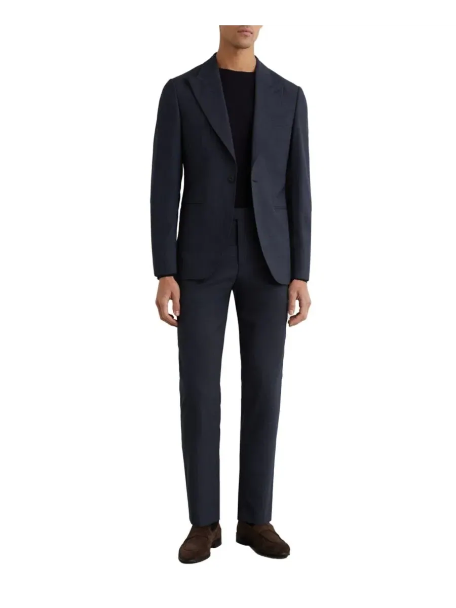 Брюки из шерсти с текстурным переплетением, Tailored Fit REISS — изображение 5 из 5, синий