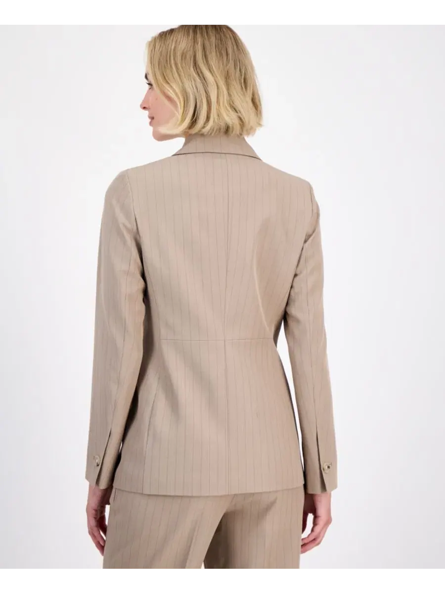 Женский пиджачный костюм Anne Klein, в полоску, с длинным рукавом — изображение 5 из 8, натуральный/черный