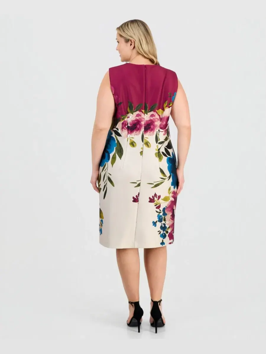 Платье-футляр с принтом Plus Size Anne Klein — изображение 3 из 5, мульти