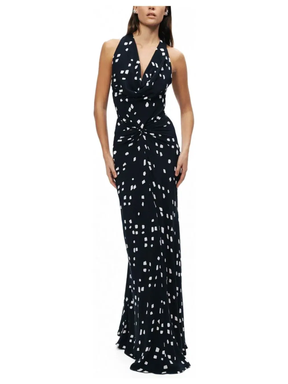 Женское платье макси с принтом, модель Printed Halter Neck Maxi Dress NOCTURNE — изображение 1 из 8, мульти