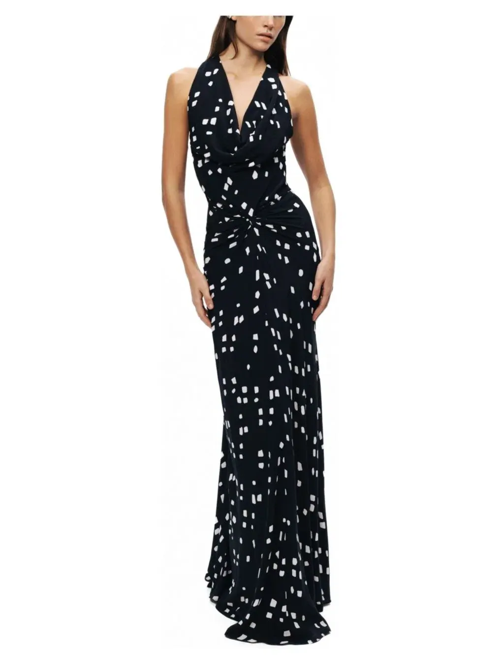 Женское платье макси с принтом, модель Printed Halter Neck Maxi Dress NOCTURNE — изображение 2 из 8, мульти