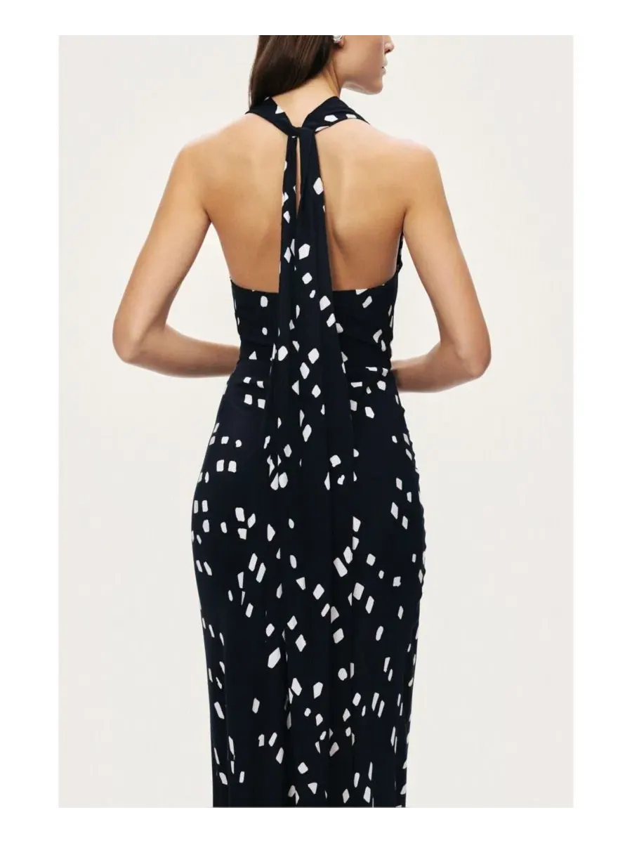 Женское платье макси с принтом, модель Printed Halter Neck Maxi Dress NOCTURNE — изображение 5 из 8, мульти