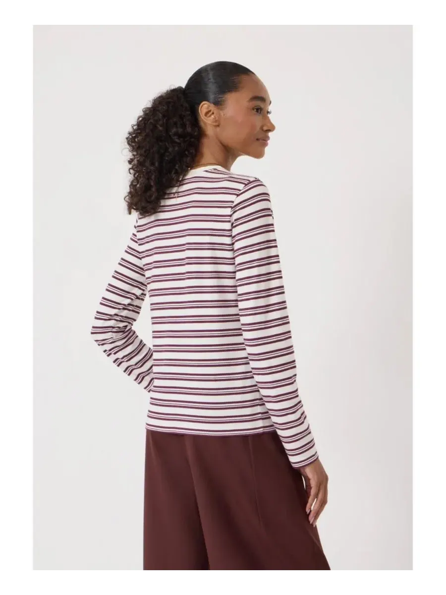 Женский топ с длинным рукавом Mia Striped Slim Crewneck Hush — изображение 3 из 5, винный красный