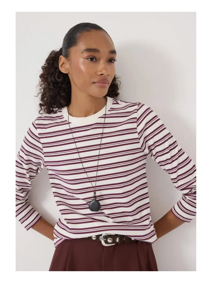 Женский топ с длинным рукавом Mia Striped Slim Crewneck Hush — изображение 4 из 5, винный красный