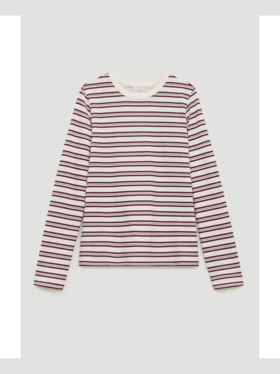 Женский топ с длинным рукавом Mia Striped Slim Crewneck Hush — изображение 5 из 5, винный красный