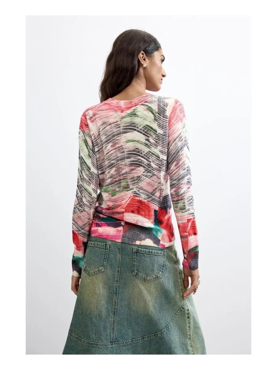 Женский тонкий свитер с принтом Desigual — изображение 4 из 5, яркий оранжевый