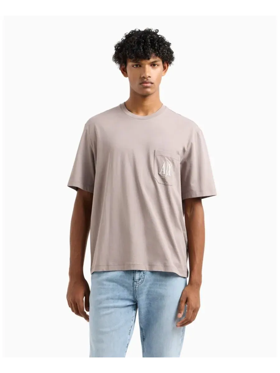 Футболка с нагрудным карманом Oversized Fit A|X Armani Exchange — изображение 1 из 5, хаки
