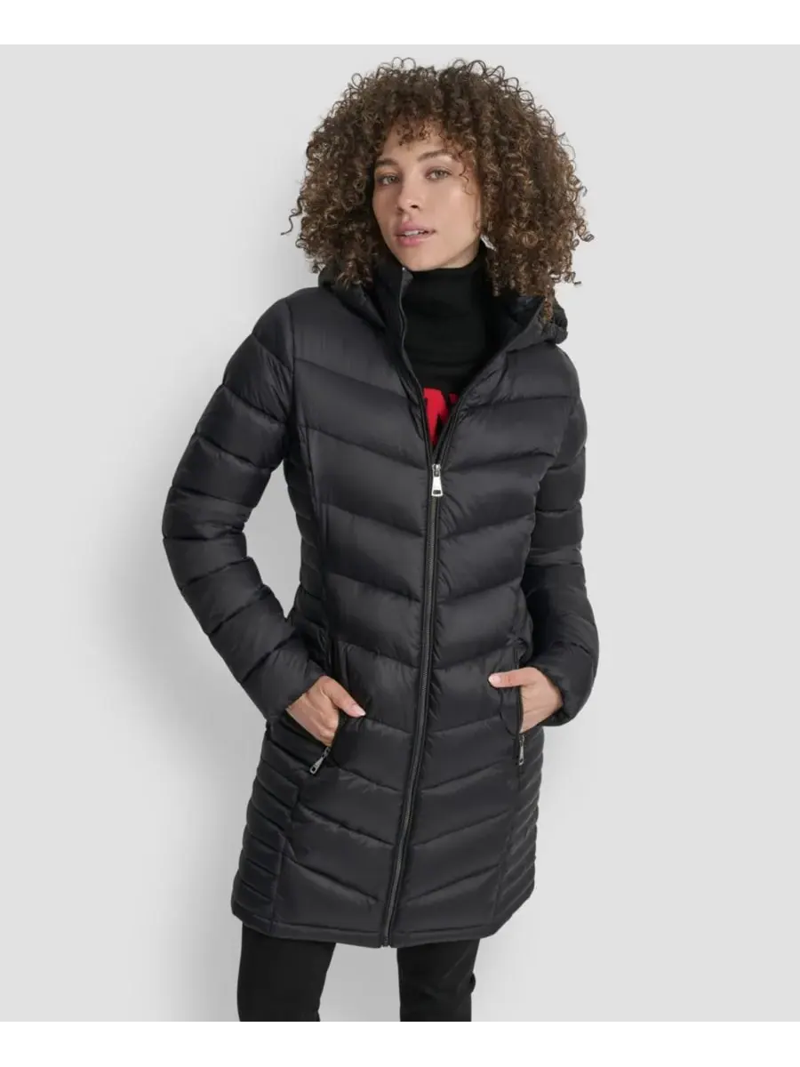 Женское длинное пальто на молнии спереди DKNY