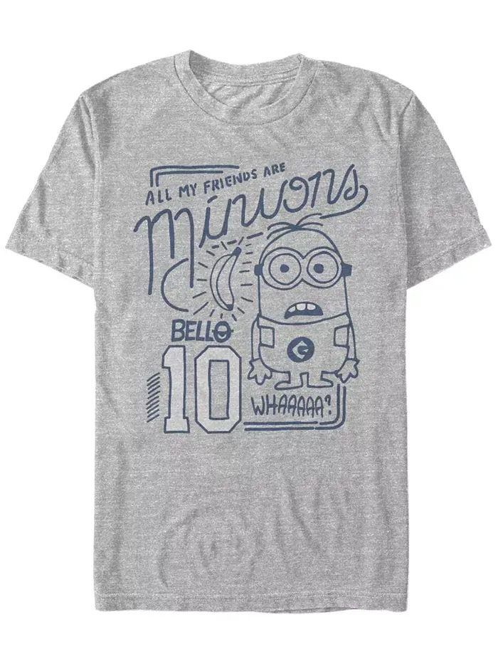 Футболка с коротким рукавом Minions Men's Bob All My Friends Are Short Fifth Sun — изображение 1 из 1, серый