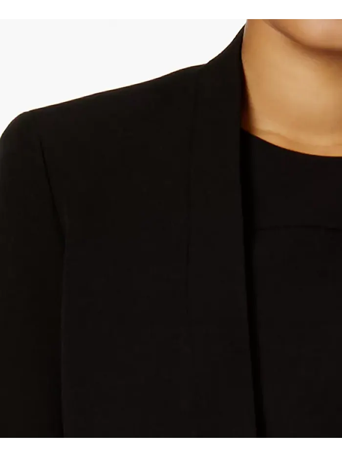 Женский деловой костюм Missy & Petite Executive Collection с шалью и безрукавным платьем-футляром — изображение 6 из 9