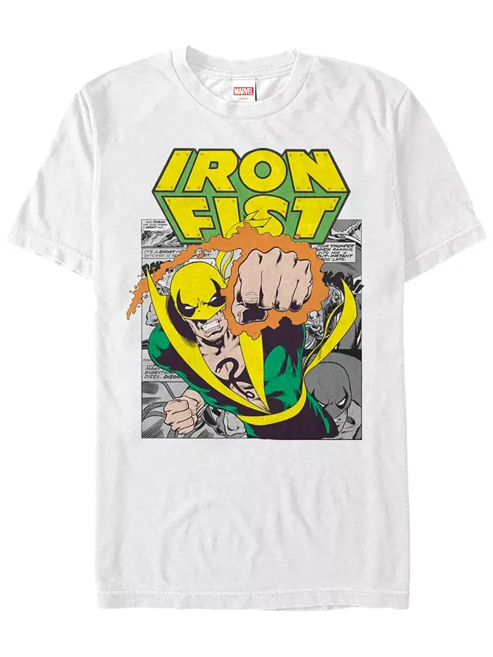 Футболка с коротким рукавом Marvel Men's Comic Collection Iron Fist Punch Fifth Sun — изображение 1 из 1, белый