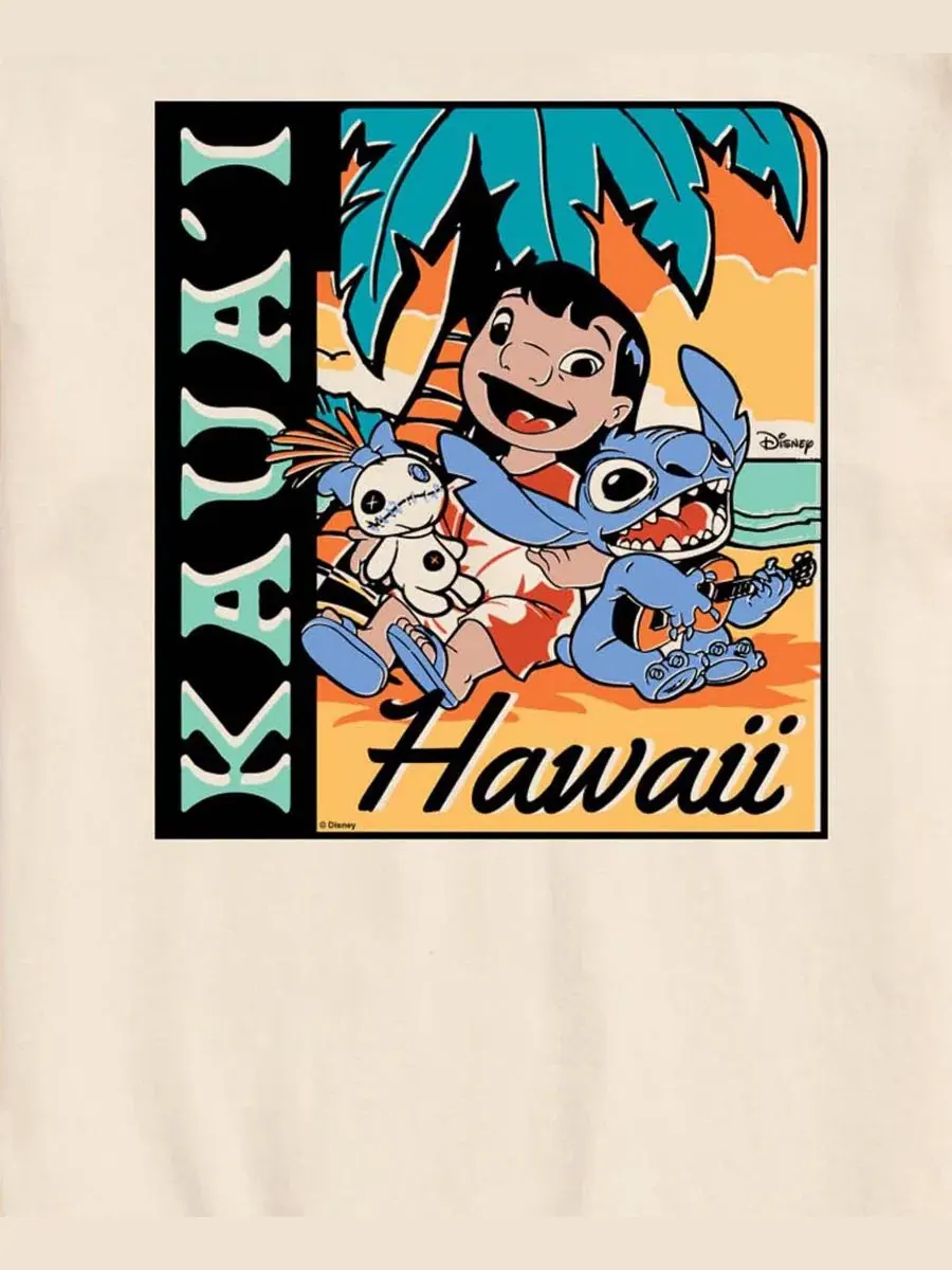 Футболка с коротким рукавом и принтом Lilo and Stitch Kauai AIRWAVES — изображение 3 из 3, бежевый
