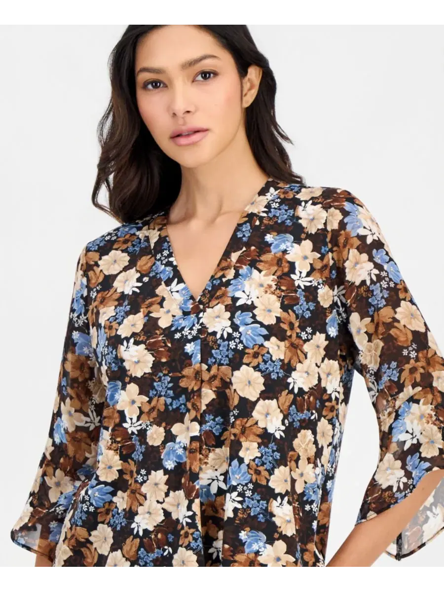 Комплект из жакета, топа с принтом и брюк Anne Klein Essentials — изображение 2 из 4, черный мульти