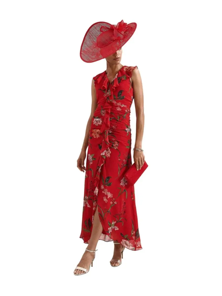 Платье Mae Floral Maxi V-Neck Phase Eight — изображение 2 из 7, красный
