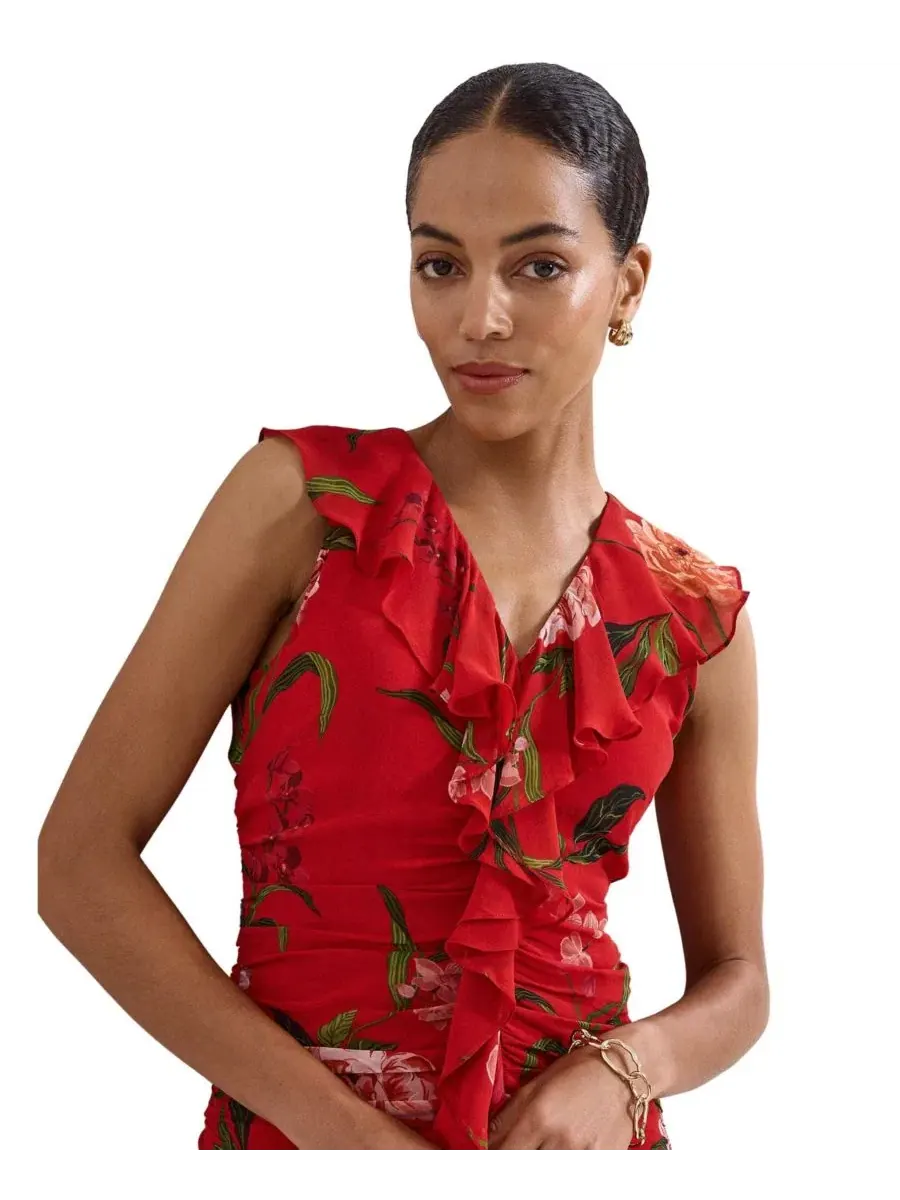Платье Mae Floral Maxi V-Neck Phase Eight — изображение 4 из 7, красный
